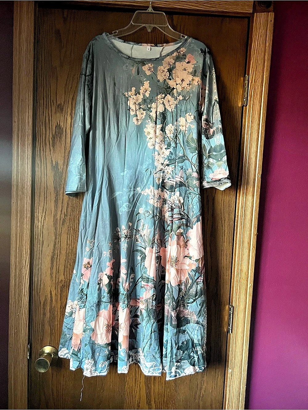 Floral Maxi Dress in Blue & Pink Size Medium Like New, C34